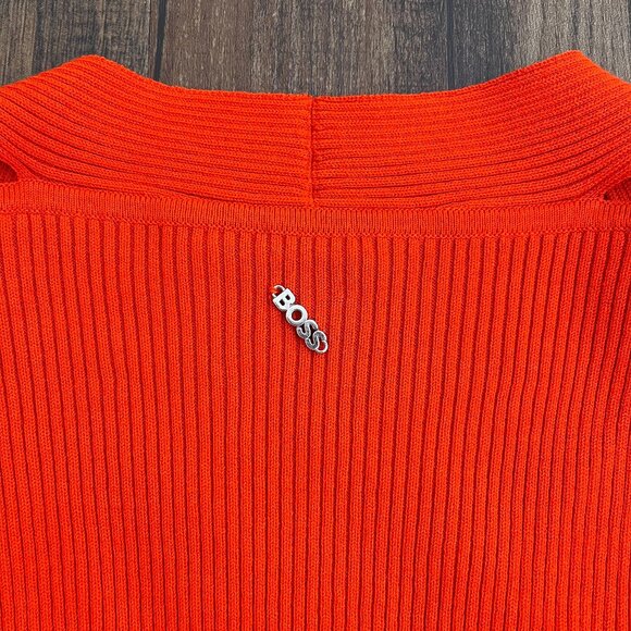 Boss by Hugo Boss Famelina Ribbed Cutout Bodycon Dress Thick Knit Size XS Orange - Picture 10 of 15